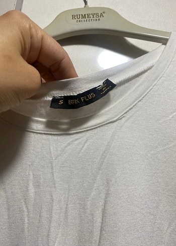 Kadın Beyaz Kısa Kollu Keten Tişört - Görsel 3