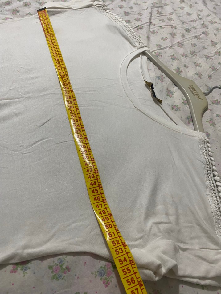 Kadın Beyaz Kısa Kollu Keten Tişört - Görsel 4