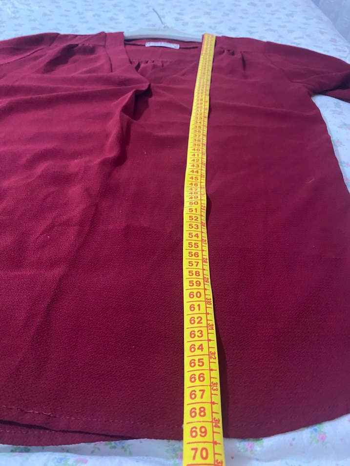 Bordo V Yaka Kadın Bluz - Görsel 5