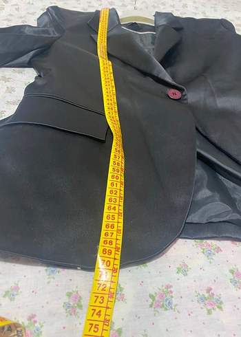 Siyah parlak saten Kadın Blazer Ceket - Görsel 7