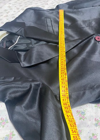 Siyah parlak saten Kadın Blazer Ceket - Görsel 3