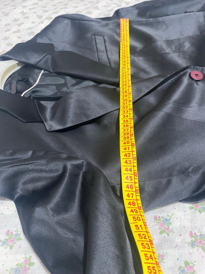 Siyah parlak saten Kadın Blazer Ceket - Görsel 3