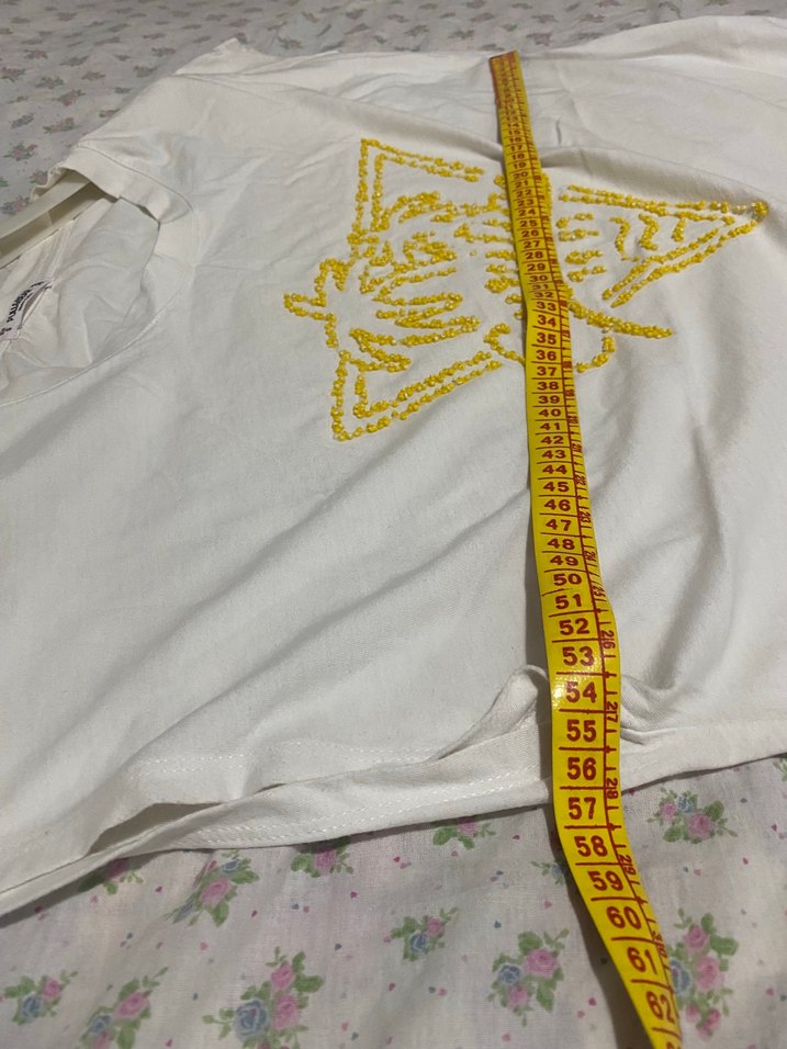 Beyaz Kadın Payetli Baskılı Tişört - Görsel 3