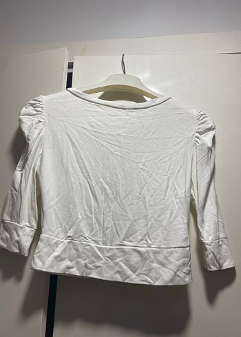 Düğmeli Beyaz triko V Yaka Kadın hırka - Görsel 2