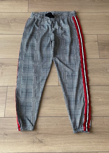 Athleisure tarz retro street style kareli pantolon