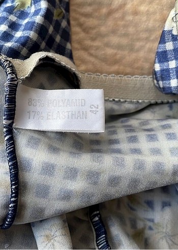 Retro Gingham Çiçekli Büzgülü Mayo / Pin-Up Tarzı Tek Parça Mayo - Görsel 3