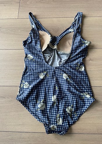 Retro Gingham Çiçekli Büzgülü Mayo / Pin-Up Tarzı Tek Parça Mayo - Görsel 2