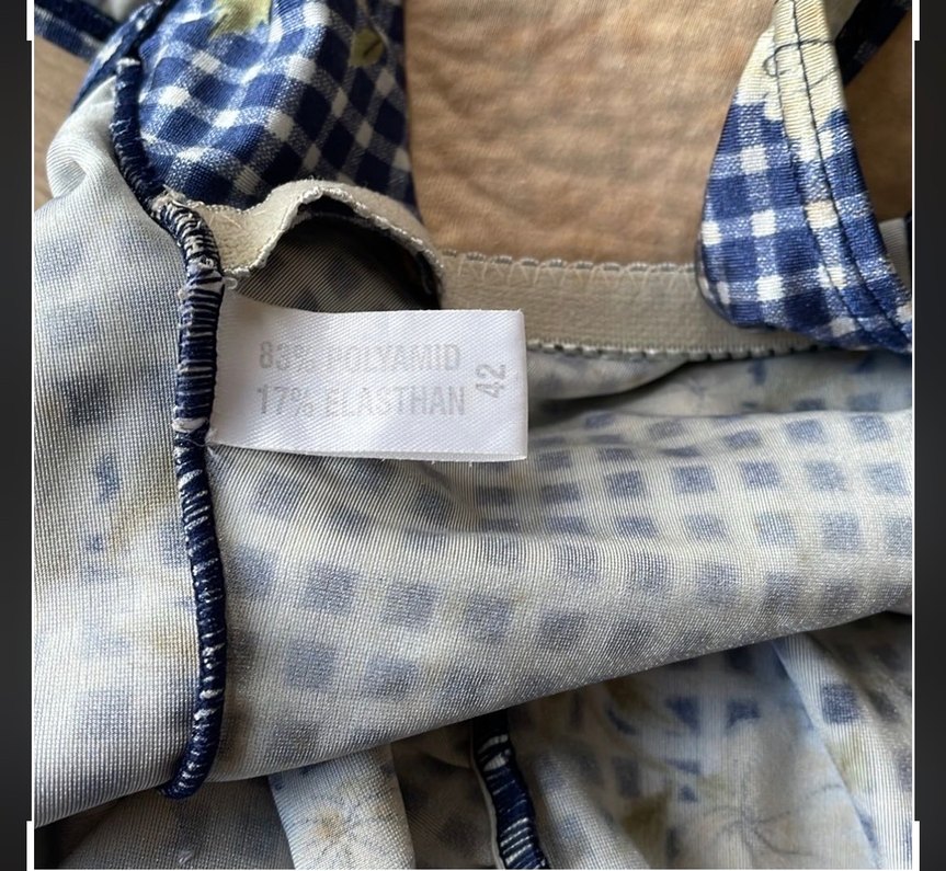 Retro Gingham Çiçekli Büzgülü Mayo / Pin-Up Tarzı Tek Parça Mayo - Görsel 3