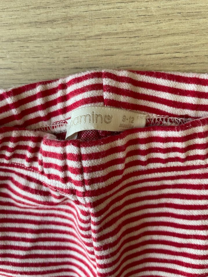 Mamino 9-12 ay kırmızı beyaz çizili tayt - Görsel 2
