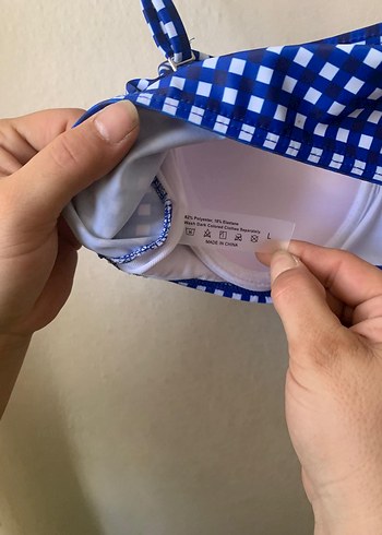 l Beden mavi Renk Lacivert Puantiyeli Midi Bikini Üstü