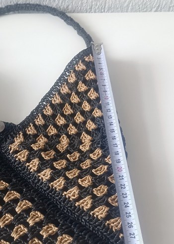 kağıt ipten  Örgü Bohem Kadın Çanta - Görsel 2