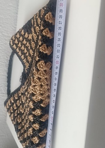 kağıt ipten  Örgü Bohem Kadın Çanta - Görsel 3