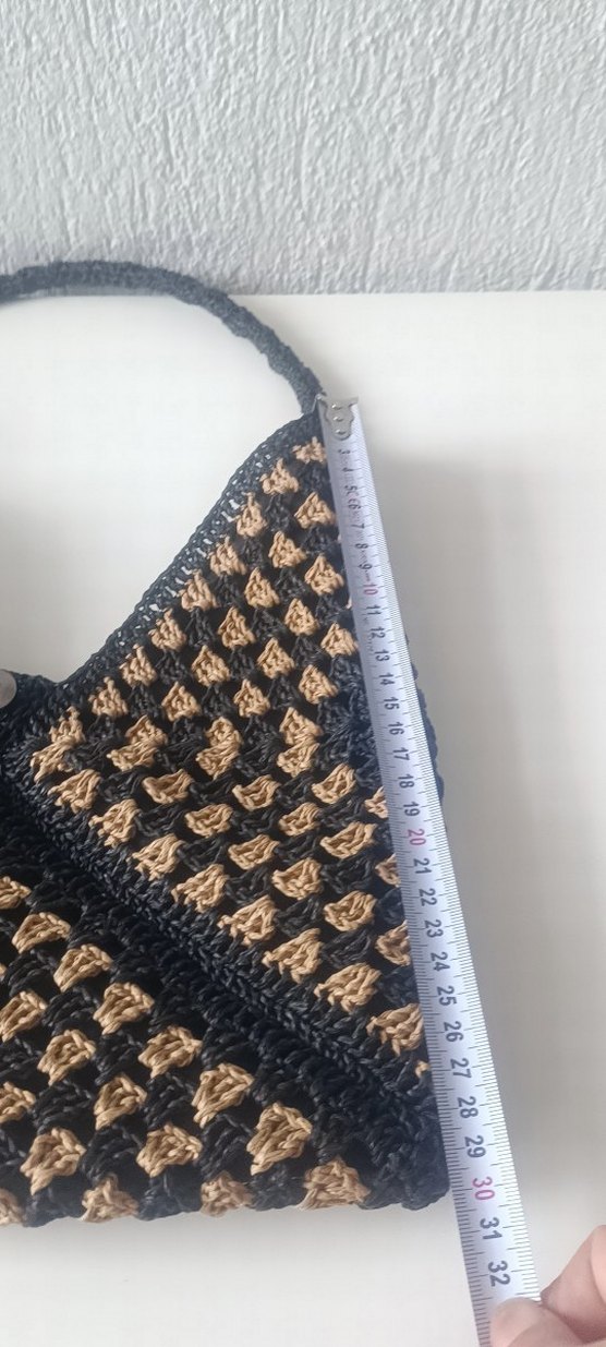 kağıt ipten  Örgü Bohem Kadın Çanta - Görsel 2