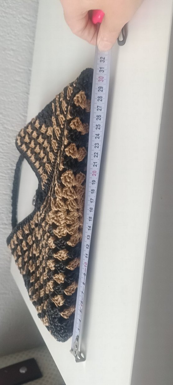 kağıt ipten  Örgü Bohem Kadın Çanta - Görsel 3