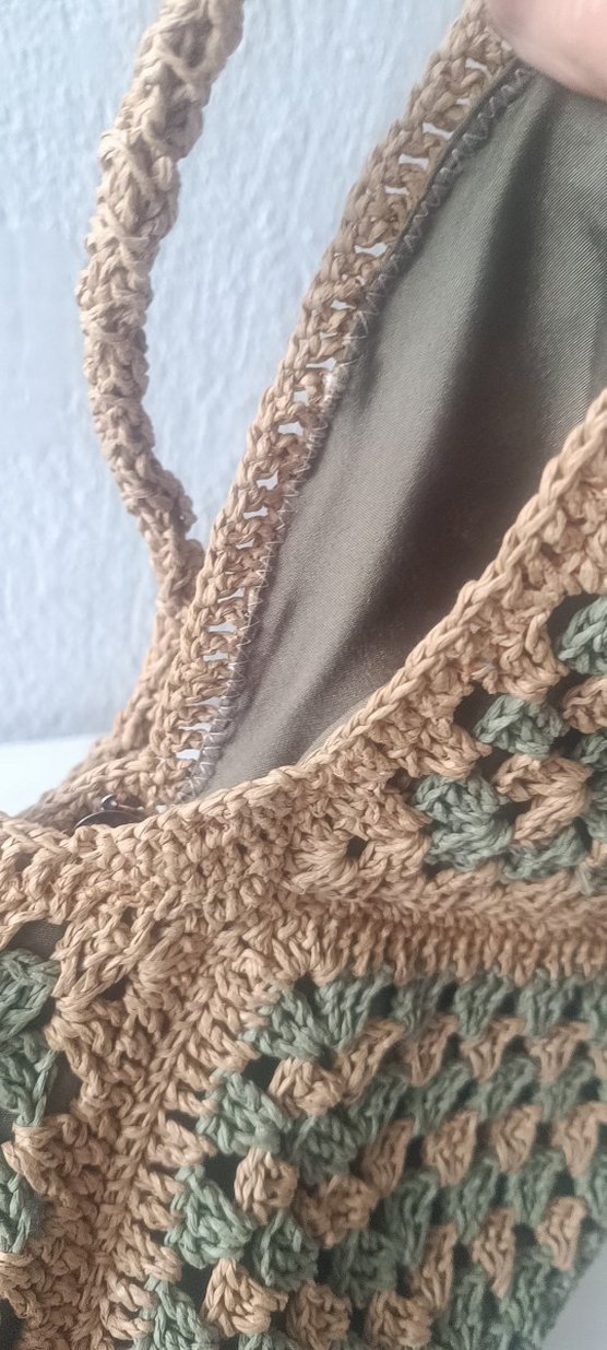 kağıt ipten Örgü  Kadın Çantası - Görsel 2