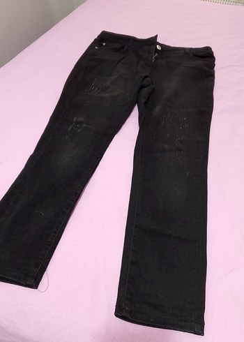 Düğmeli Siyah Kadın Kot Pantolon - Görsel 4