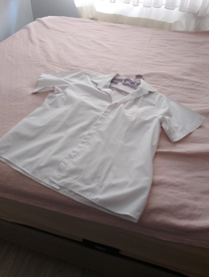 kadın Beyaz Kısa Kollu Gömlek - Görsel 2