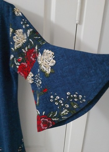 Bohem Mavi Midi Elbise - Görsel 2