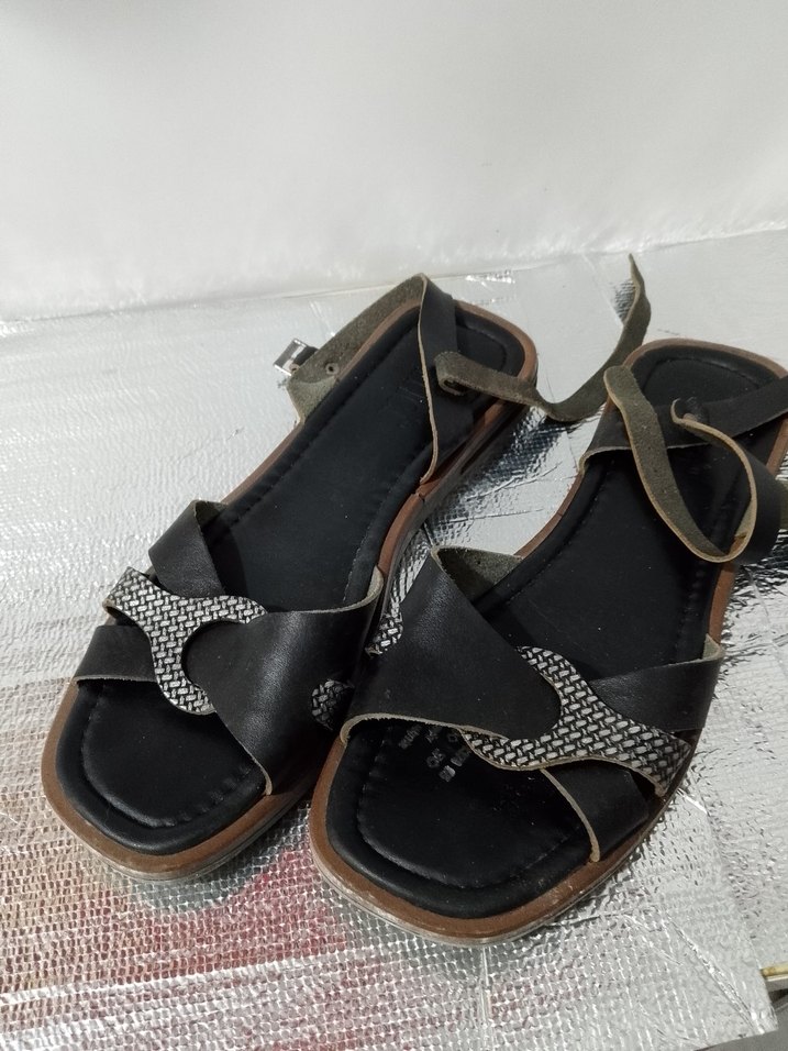 Gri Yılan Desenli Kadın kısa Topuklu Sandalet - Görsel 3