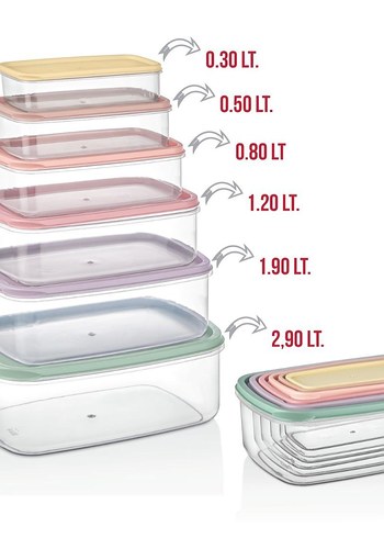 Pastel Renkli 6'lı Saklama Kabı Seti