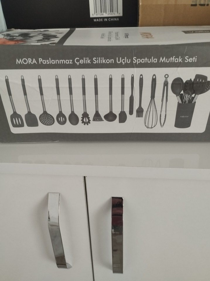 Gri paslanmaz çelik saplı silikon  Mutfak Gereçleri Seti - Görsel 2