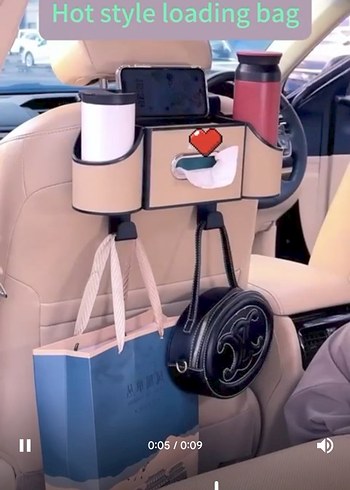 Camel Renkli Araç Koltuğu Telefon Tutucu ve Organizer - Görsel 3