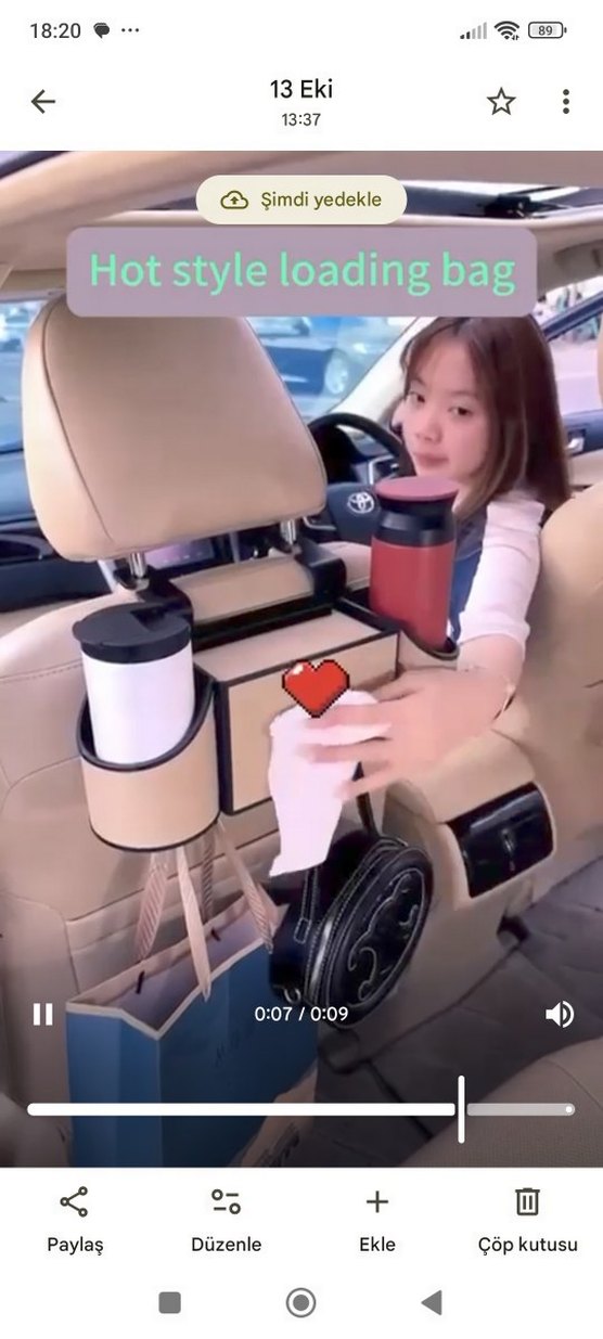 Camel Renkli Araç Koltuğu Telefon Tutucu ve Organizer - Görsel 2