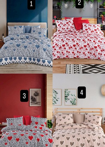 Kalp ve Leopar Desenli Çok Renkli Nevresim Takımı - Görsel 2