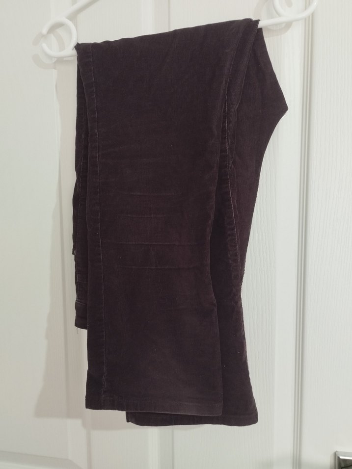 Düğmeli Kahverengi Kadife uzun Kadın Pantolon - Görsel 2