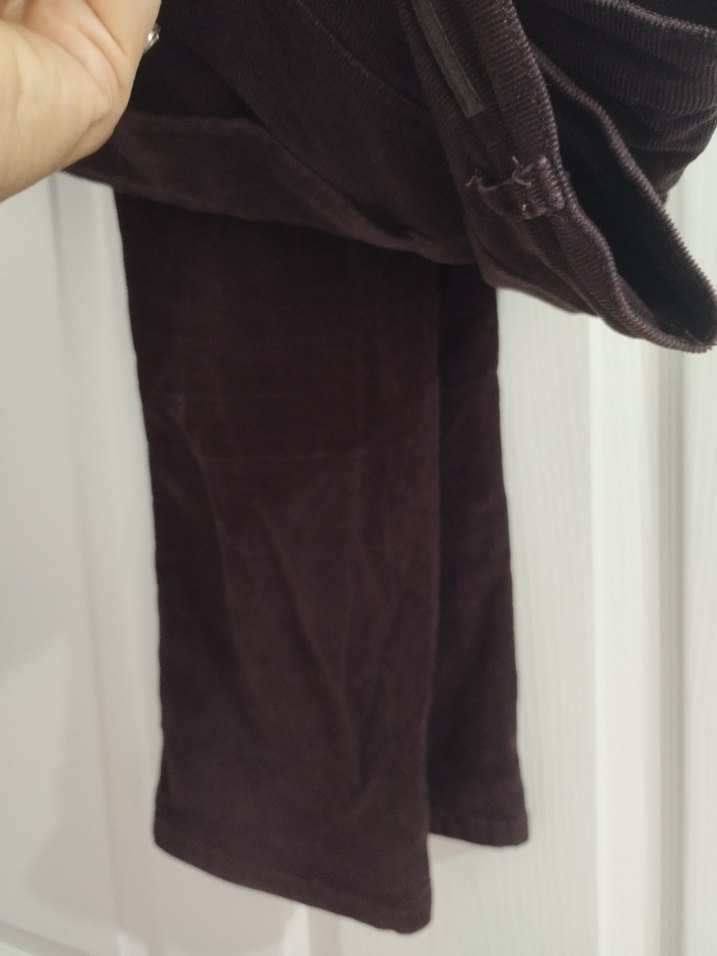 Düğmeli Kahverengi Kadife uzun Kadın Pantolon - Görsel 3