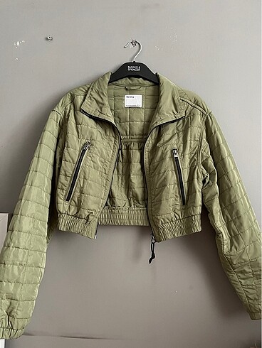 Bershka haki crop ceket