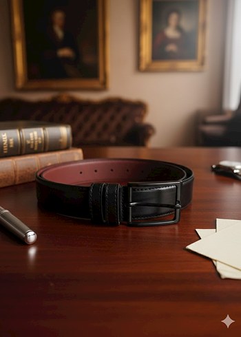 Siyah Baskılı Kemer cüzdan ve bileklik - Görsel 3