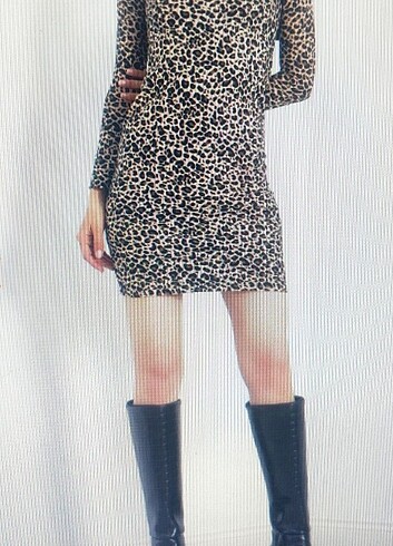 Diğer Süet kumaş leopar elbise