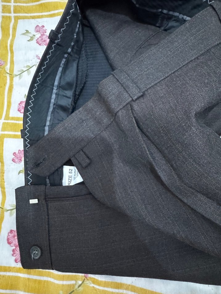 Kahverengi Düz Desenli Erkek Takım Elbise Ceketi - Görsel 5