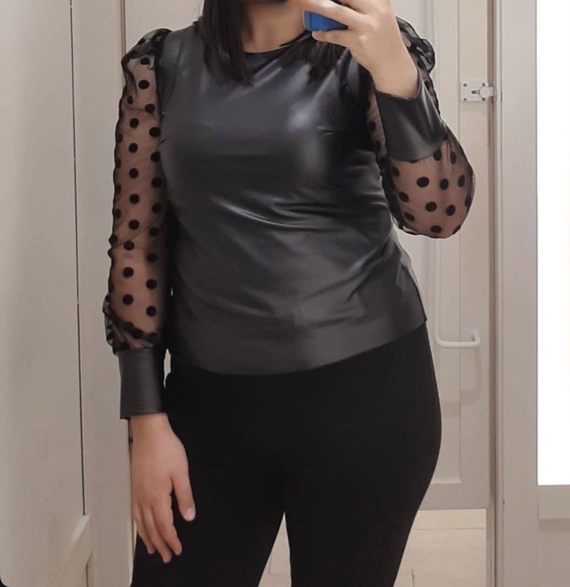 Siyah Deri Kadın Bluz - Görsel 4