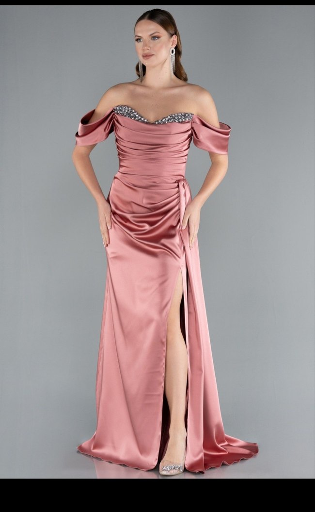 Drapeli Uzun Abiye Elbise - Görsel 3