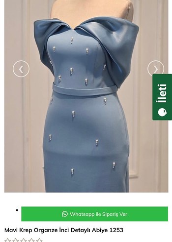 Mavi Drapeli Straplez Uzun Abiye Elbise - Görsel 4