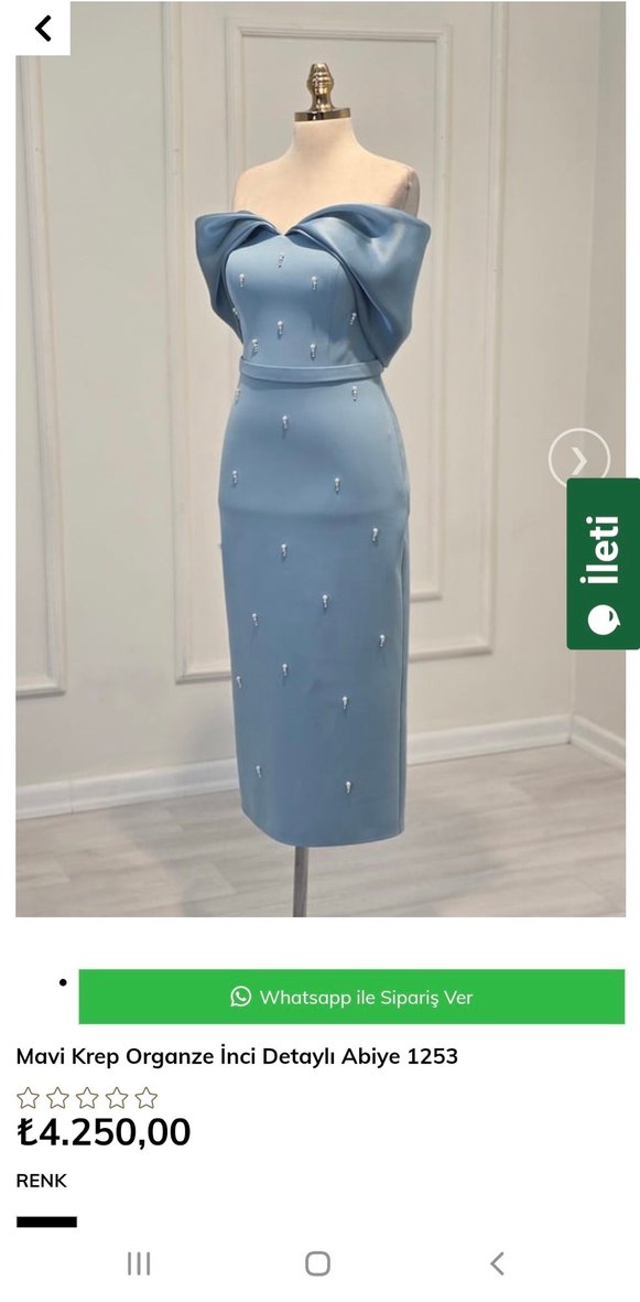 Mavi Drapeli Straplez Uzun Abiye Elbise - Görsel 2