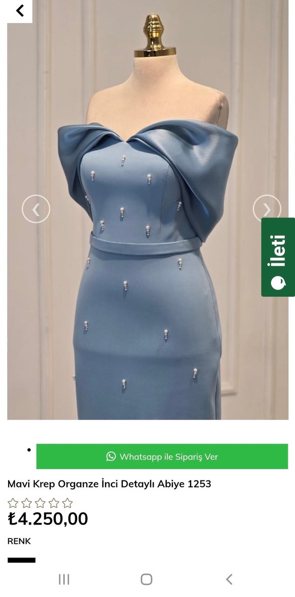 Mavi Drapeli Straplez Uzun Abiye Elbise - Görsel 4