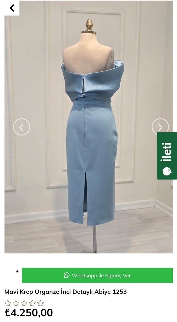 Mavi Drapeli Straplez Uzun Abiye Elbise - Görsel 3