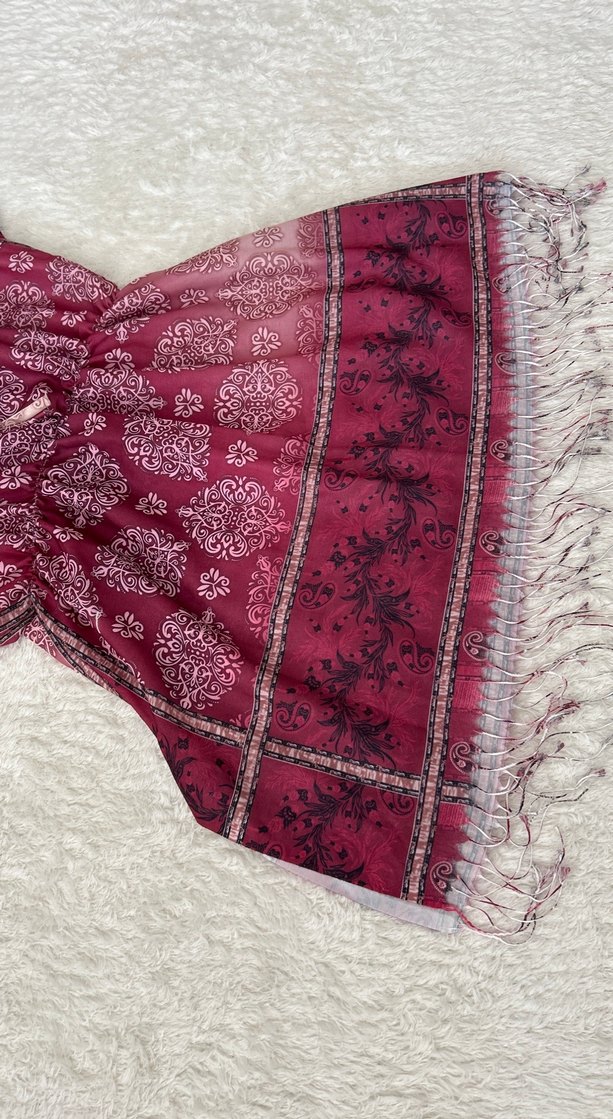 Bordo Bohem Püsküllü Plaj Elbisesi - Görsel 5