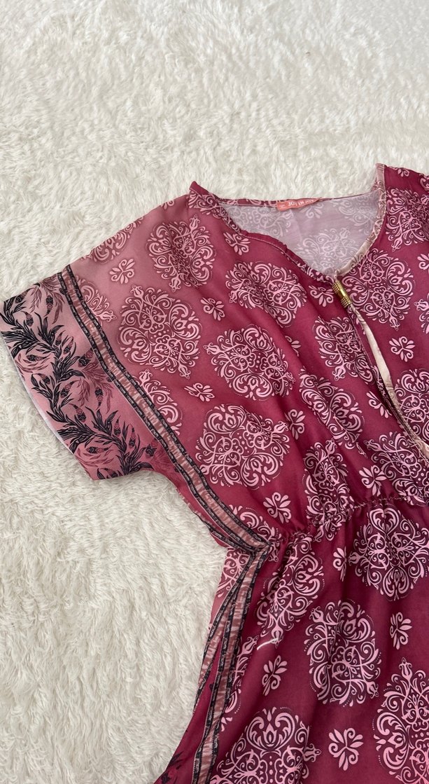 Bordo Bohem Püsküllü Plaj Elbisesi - Görsel 4