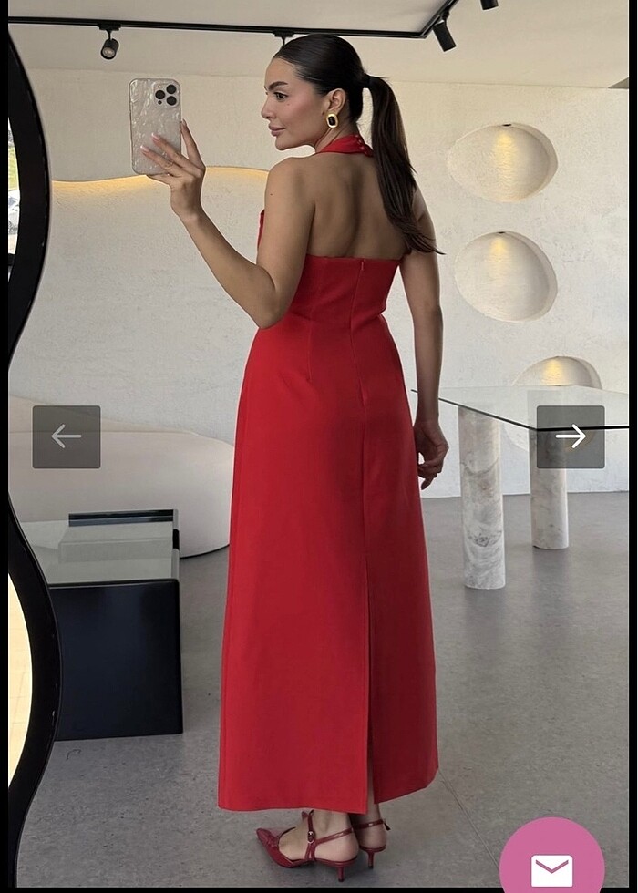 Kırmızı uzun elbise - Görsel 2