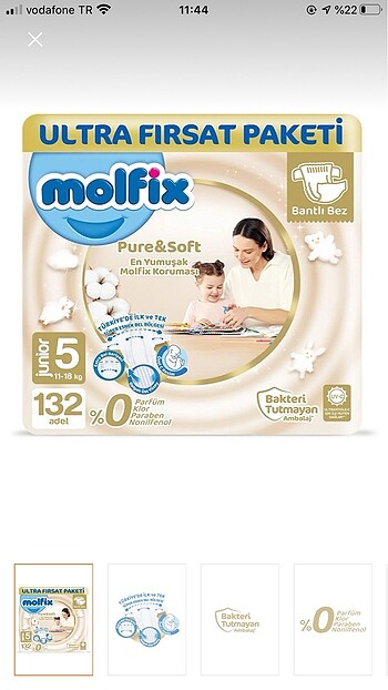 Molfix pure&soft 5 numara cırtlı bez