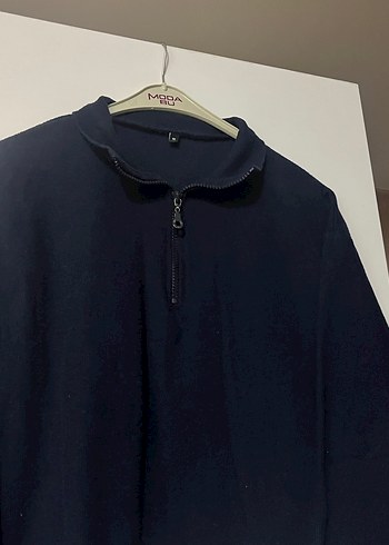m Beden Lacivert Yarım Fermuarlı Kadın Sweatshirt