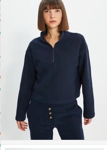 Lacivert Yarım Fermuarlı Kadın Sweatshirt