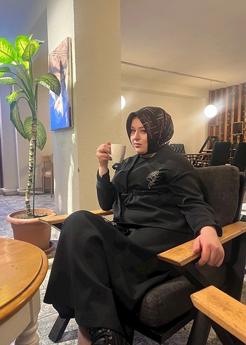 Etnik Desenli Siyah Kadın Uzun Kollu Elbise - Görsel 2