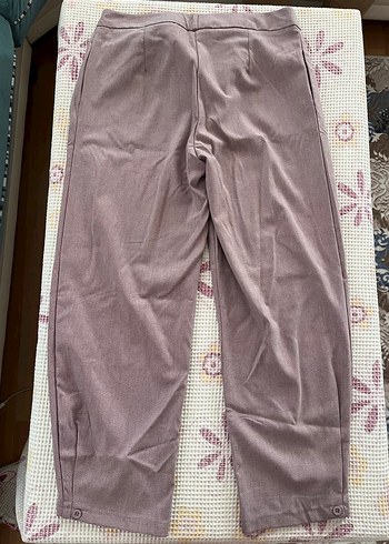 Diğer Açık mor Kadın Pamuklu Düğmeli Bol Kesim Pantolon