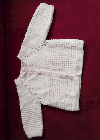 açık pembe Bohem Örgü Kız Hırka - Görsel 2