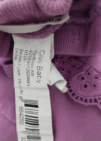 Mor Nakışlı Fırfırlı Kız Eşofman Altı civil marka - Görsel 2